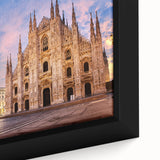 Extra large black wall art featuring a textured, colorful depiction of Milan on a framed canvas, ideal for living room decor.