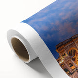 Art deco poster of Milan scenery with pastel shades, ideal for nursery wall art or dining room ambiance.