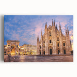 Black and white photograph of Milan scenery on stretched canvas, ideal for kitchen wall art or bedroom ambiance.
