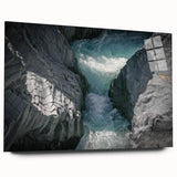 Large abstract depiction of Mount Etna in muted earth tones on acrylic glass, suitable as bedroom or dining room art.