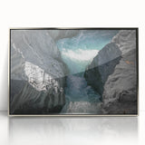 Large art print of Mount Etna, Italy in muted earth tones on a silver-framed acrylic, ideal for modern art wall decor.