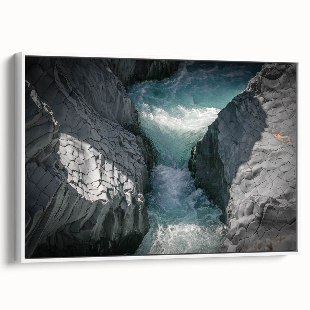 Vintage poster art of Mount Etna, Italy, in colorful hues on a large framed canvas, ideal for living room decor.