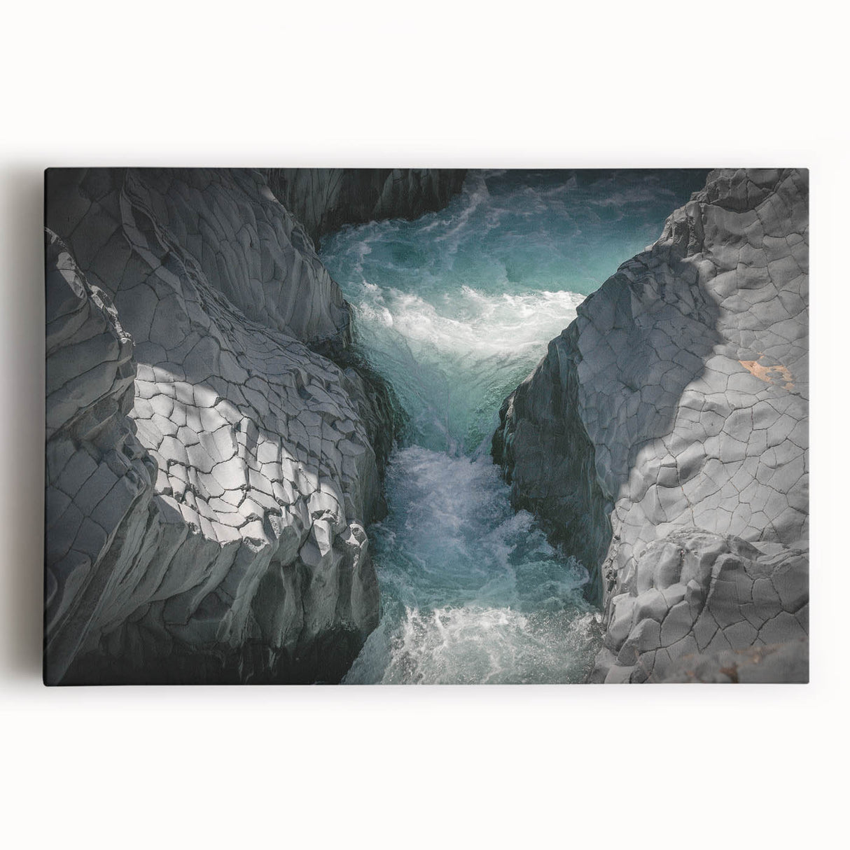 Black and white stretched canvas featuring Mount Etna, ideal for kitchen wall art.
