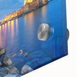 Large abstract depiction of Naples in muted earth tones on acrylic glass, suitable as mid-century modernist dining room art.