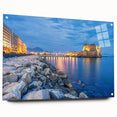 Acrylic print of Naples scenery with vibrant blue and green hues, ideal for dining room decor.