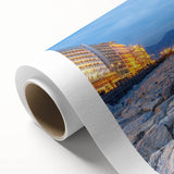 Art Deco style poster of Naples scenery in muted pastel shades, ideal for nursery wall art or dining room decor.