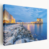 Large canvas print of Naples, Italy, in muted earth tones, ideal for kitchen wall art.