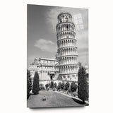 Acrylic print of the Leaning Tower of Pisa in muted sepia tones, ideal for bedroom or dining room art.