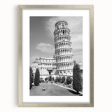 Extra large wall art of abstract Pisa scenery in textured silver frame, ideal for living room decor.