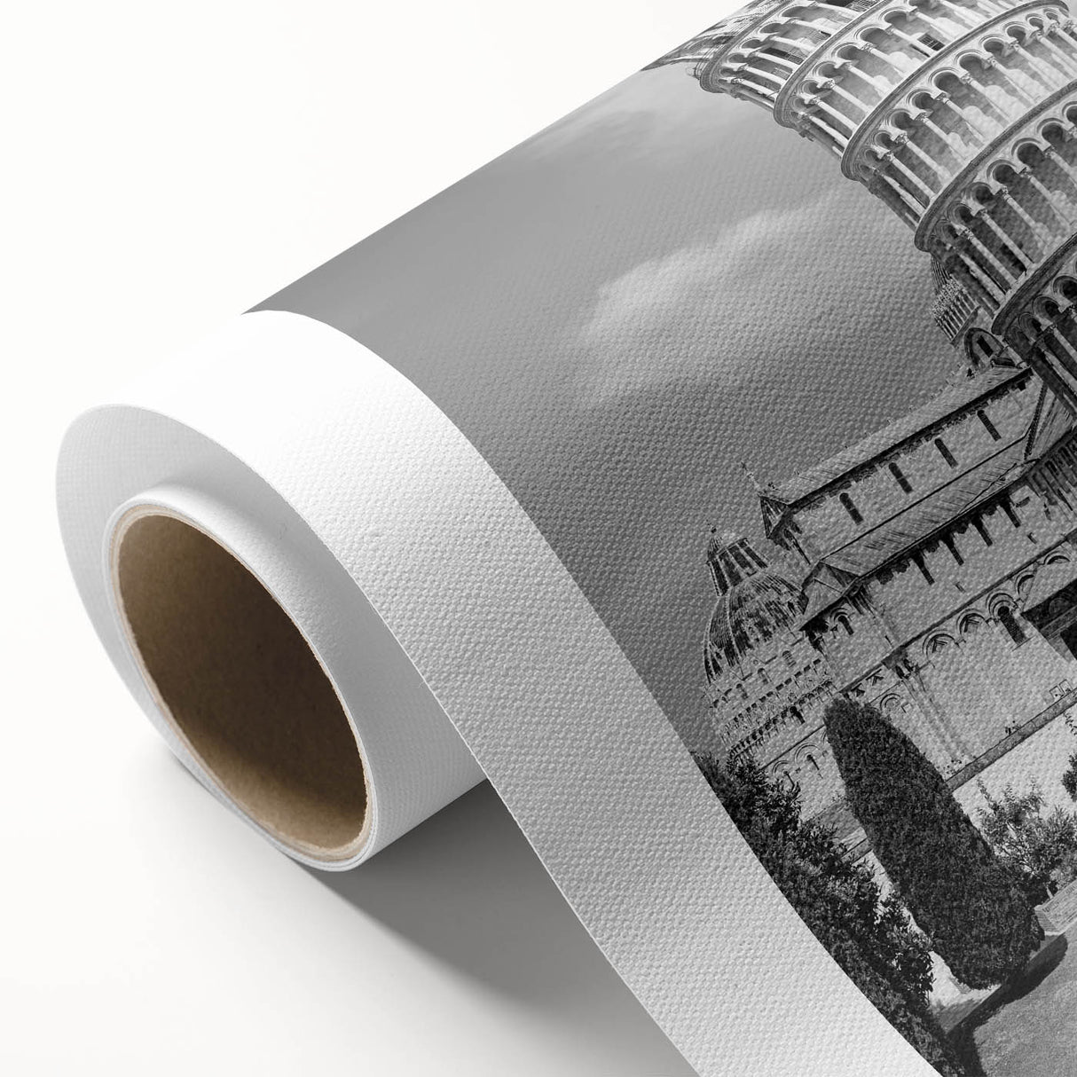 Art deco poster of Pisa scenery in pastel shades on rolled canvas, ideal for nursery wall art or dining room decor.