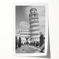 Rolled print of Pisa, Italy with detailed floral foreground in soft pastel colors, ideal for dining room wall art.