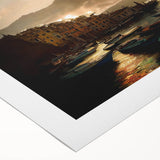 Art deco poster of Portofino, Italy, featuring pastel shades on rolled canvas, suitable for dining room walls.