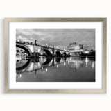 Extra large abstract art print of Rome scenery in muted earth tones on a framed canvas, ideal for living room decor.