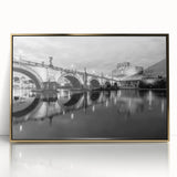 Art deco poster of Rome scenery in gold and white tones, framed acrylic, suitable for modern art wall decor.