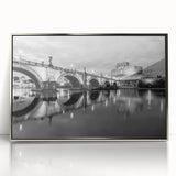 Large art print of Rome scenery in muted earth tones on a silver-framed acrylic, suitable for modern art wall decor.