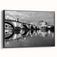 Black and white framed canvas of a vintage Rome landscape, ideal for bedroom wall decor.