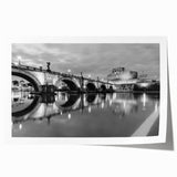 Rolled print of a Rome scenery with vibrant green and soft peach tones, ideal for art wall dining room.