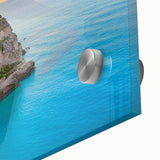 Acrylic glass print of an abstract Sicilian landscape in muted earth tones, ideal for dining room art.