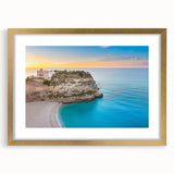 Abstract art print of a Sicilian landscape in muted earth tones on a framed canvas, ideal for dining room decor.