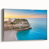 Landscape art painting of a Sicilian scene on framed canvas.