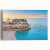 Black and white photograph of a scenic Sicilian landscape on stretched canvas, ideal for kitchen wall art.