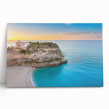 Black and white photograph of Sicilian landscape on stretched canvas, suitable for kitchen wall art.