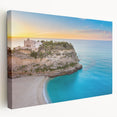Large canvas print depicting a Sicilian landscape in muted earth tones, ideal for kitchen wall art.