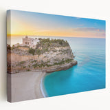 Large canvas print depicting a Sicilian landscape in muted earth tones, ideal for kitchen wall art.