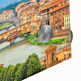 Large abstract wall art depicting the Tuscan landscape in muted earth tones on acrylic glass, ideal for dining room decor.