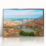 Framed acrylic print of a Tuscan landscape in earthy tones, ideal for modern art wall decor.