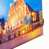 Large abstract wall art depicting a Latvian landscape in muted earth tones on acrylic glass, ideal for dining room decor.