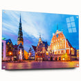 Acrylic glass print of a European scenery in Latvia, with muted earth tones, ideal for dining room decor.