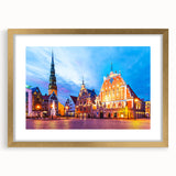 Abstract art print of a European scenery in Latvia, rendered in muted earth tones on a framed canvas.