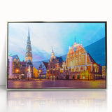 Large art print of a Latvian landscape with muted earth tones on a framed acrylic, suitable for modern art wall decor.