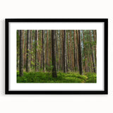 Abstract art print featuring a colorful, textured depiction of a European scenery in a black framed mat.