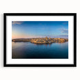 Extra large abstract art print featuring a vibrant, colorful depiction of Malta's scenery on a textured canvas.