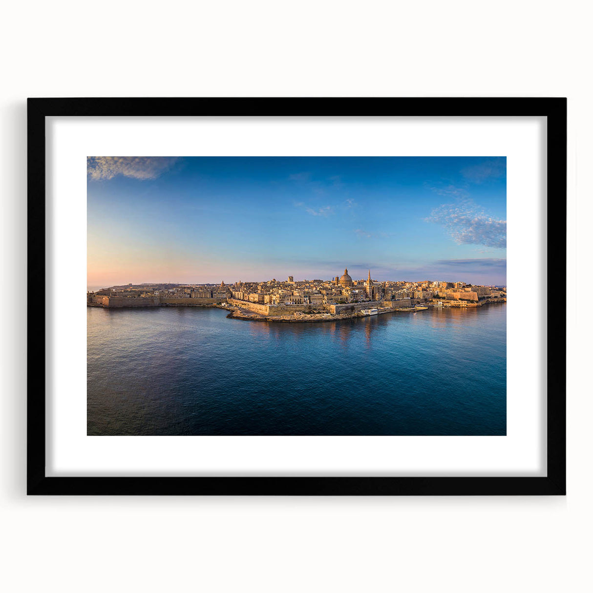 Extra large abstract art print featuring a vibrant, colorful depiction of Malta's scenery on a textured canvas.