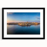 Extra large abstract art print featuring a vibrant, colorful depiction of Malta's scenery on a textured canvas.