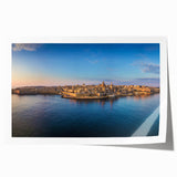 Rolled print of a European Malta landscape in soft pastel shades, ideal for art wall dining room decor.