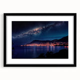 Extra large abstract art print of Monaco scenery in vibrant colors on a textured canvas, framed in black.