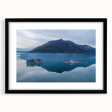 Extra large abstract art print of a colorful European landscape, textured on a black framed canvas.