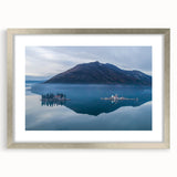 Extra large abstract art print of a Montenegro scenery in silver frame, with textured design, ideal for living room decor.