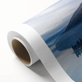 Art deco poster of a European scenery on rolled canvas, displaying muted earth tones, ideal for nursery wall art.