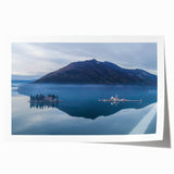 Extra large rolled print of a Montenegro landscape with vibrant green and blue tones, ideal for dining room wall art.