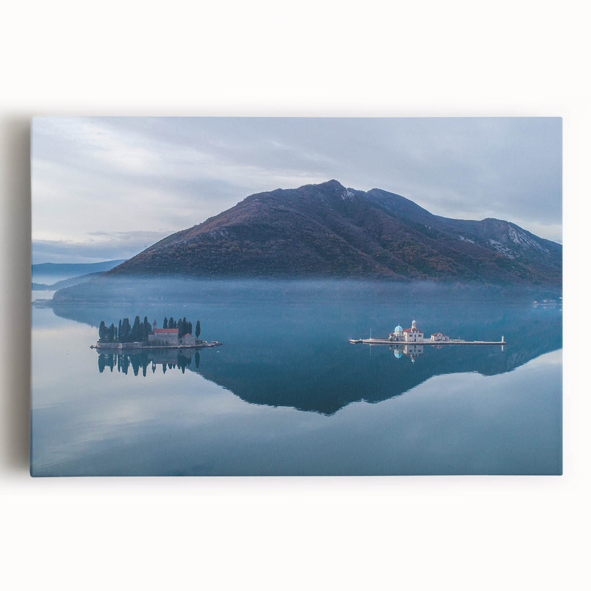 Black and white stretched canvas of Montenegro scenery, ideal for kitchen wall art or bedroom ambiance.