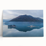Large black and white photo of Montenegro scenery on stretched canvas, suited for kitchen art.