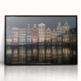 Large abstract wall art depicting Amsterdam scenery in muted earth tones on a framed acrylic.