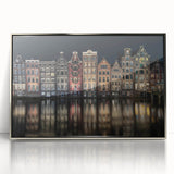 Large art print of Amsterdam scenery in muted earth tones on framed acrylic, suitable for modern art wall decor.