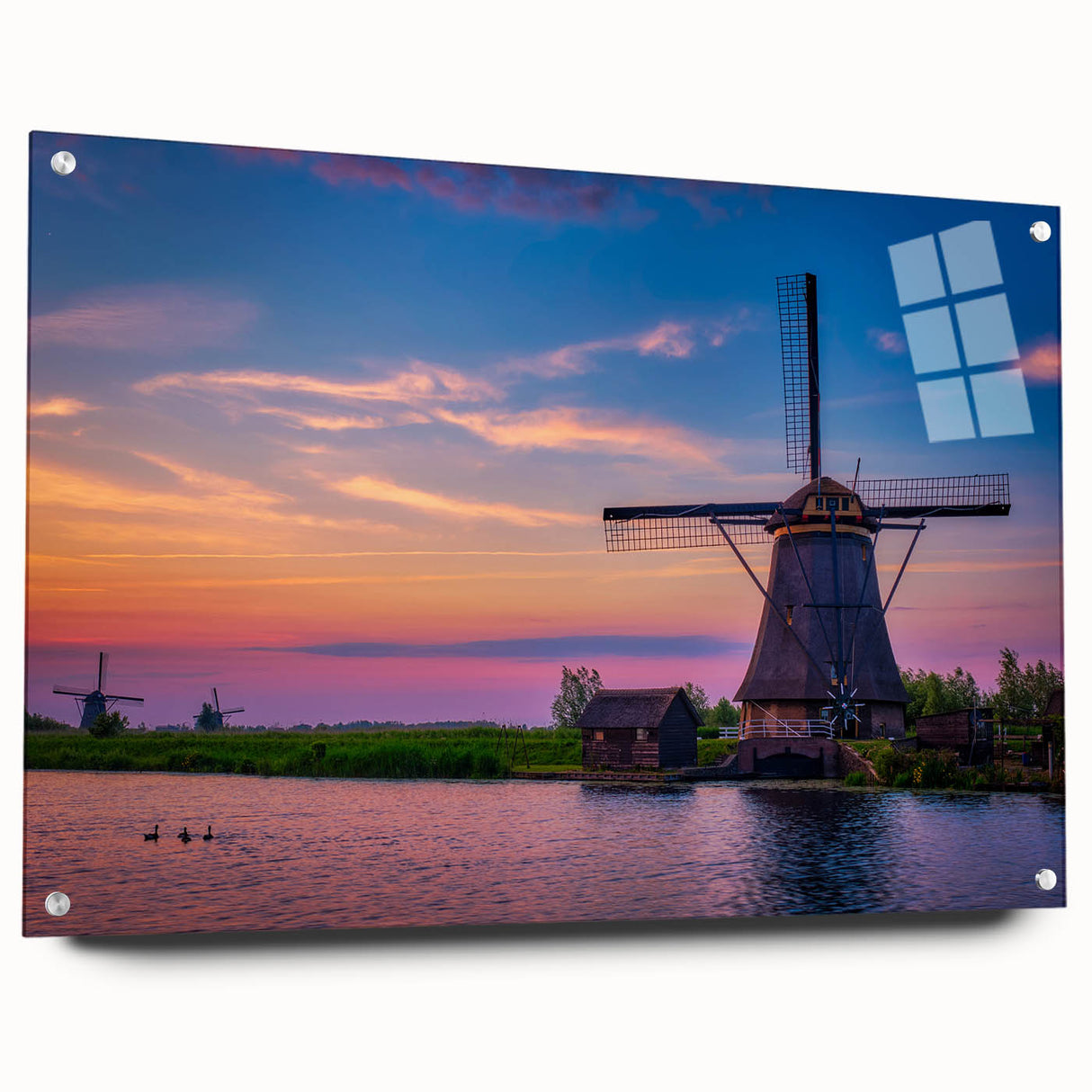 Acrylic print of a European scenery in muted earth tones, ideal for dining room decor.