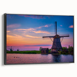 Black and white vintage poster art of a European landscape on framed canvas, ideal for bedroom wall decor.